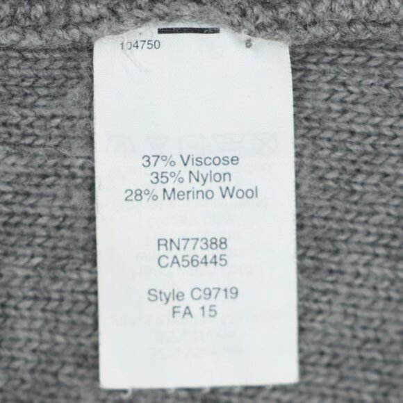 J. Crew Women's XS Gray Merino Wool Ribbed Crewneck 3/4 Raglan Sleeve Sweater - Picture 6 of 8